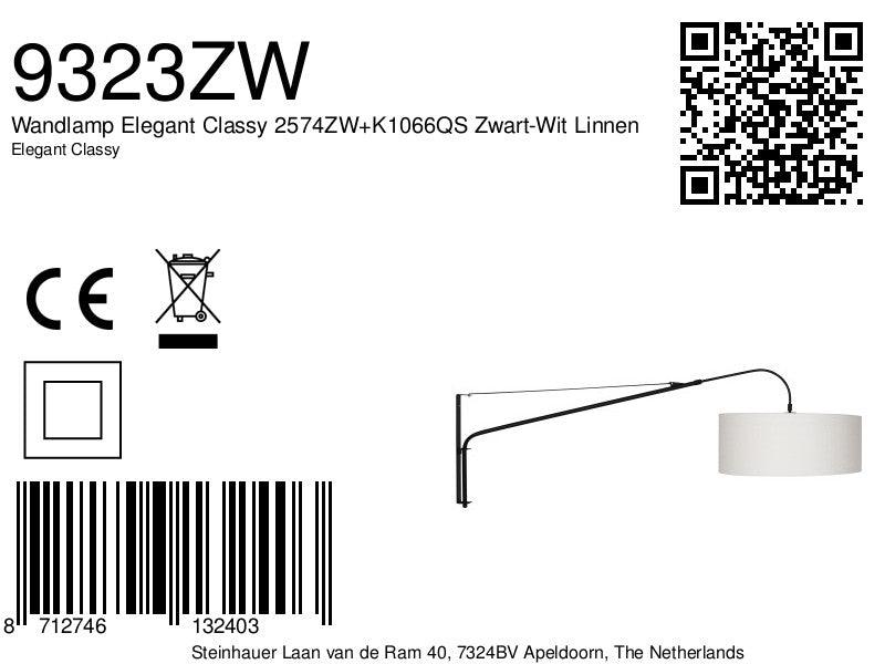 Lampă de perete Elegantă și Eleganta 2574ZW+K1066QS Negru-Alb în Stofă - PARIS14A.RO