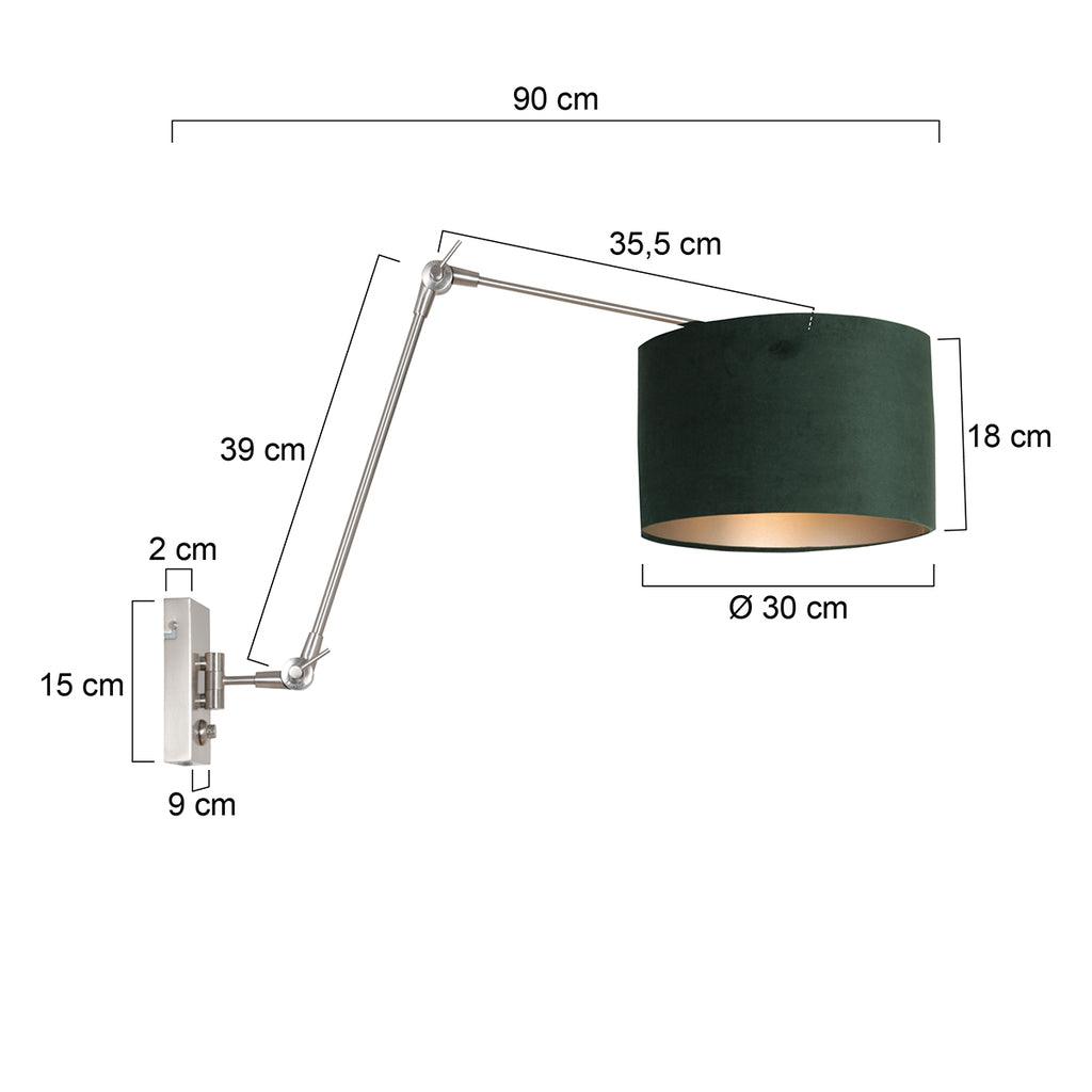 Lampă de perete Prestige Chic 7396ST+K7396VS, oțel-velur verde. - PARIS14A.RO