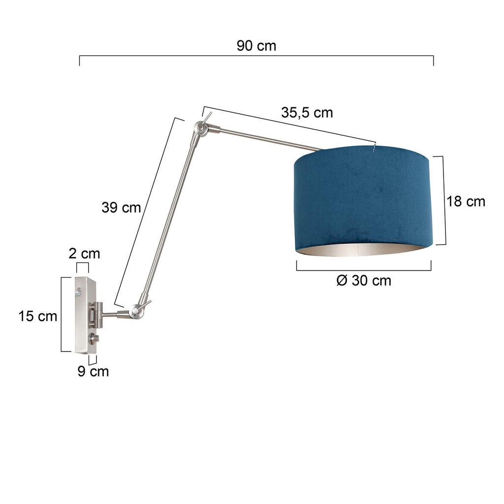 Lampă de perete Prestige Chic 7396ST+K7396ZS Oțel-Velur Albastru - PARIS14A.RO