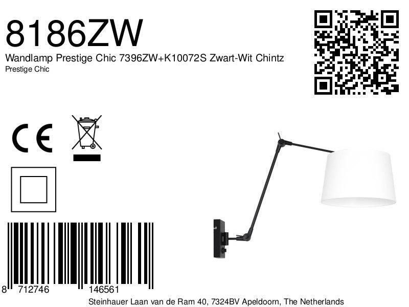 Lampă de perete Prestige Chic 7396ZW+K10072S Negru-Alb Chintz - PARIS14A.RO