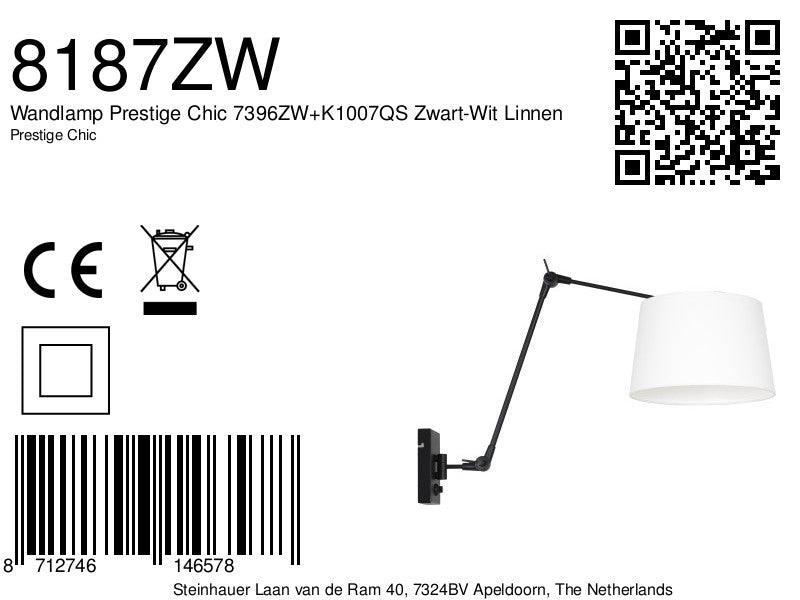 Lampă de perete Prestige Chic 7396ZW+K1007QS Negru-Alb în Lână - PARIS14A.RO