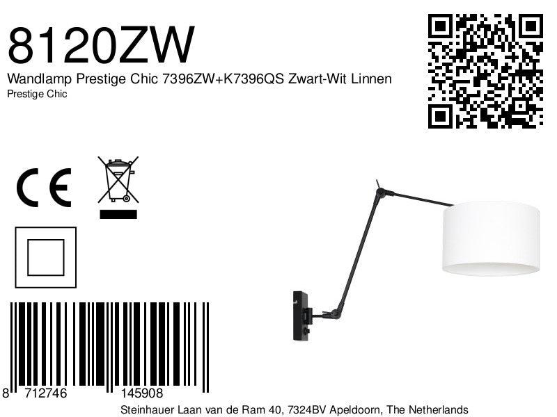 Lampă de perete Prestige Chic 7396ZW+K7396QS Negru-Alb în Lână - PARIS14A.RO