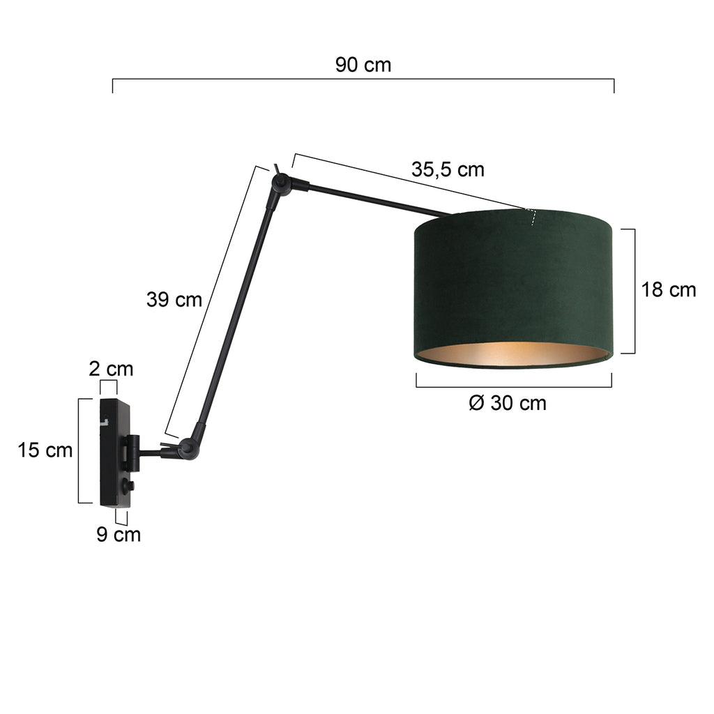 Lampă de perete Prestige Chic 7396ZW+K7396VS Negru-Verde Catifea - PARIS14A.RO