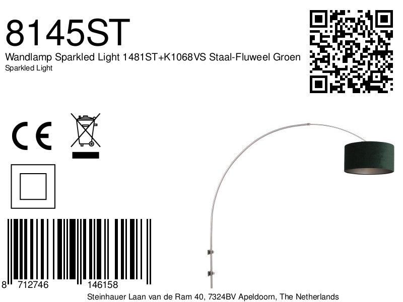 Lampă de perete Sparkled Light 1481ST+K1068VS Oțel-Velvet Verde - PARIS14A.RO