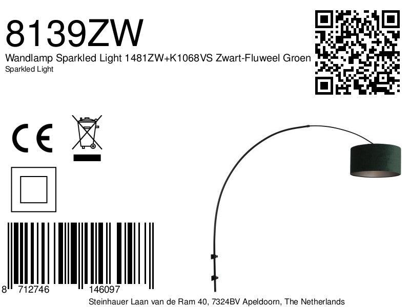 Lampă de perete Sparkled Light 1481ZW+K1068VS Negru-Velvet Verde - PARIS14A.RO