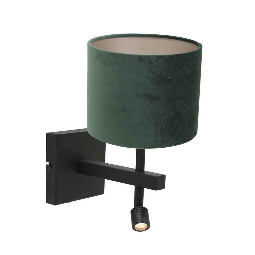 Lampă de perete Stang 8205ZW Negru + Abajur Velur Verde - PARIS14A.RO