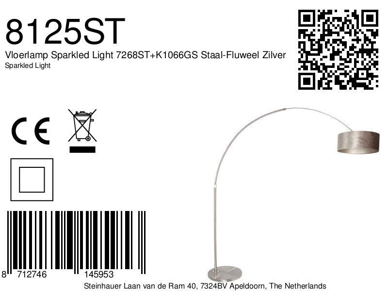 Lampă de podea Sparkled Light 7268ST+K1066GS, oțel-velur argintiu - PARIS14A.RO