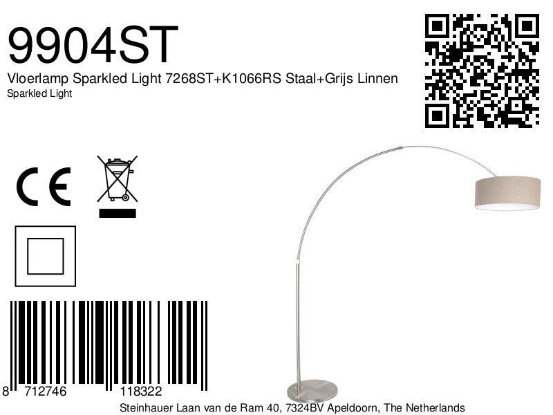 Lampă de podea Sparkled Light 7268ST+K1066RS Oțel+Gri Linnen - PARIS14A.RO