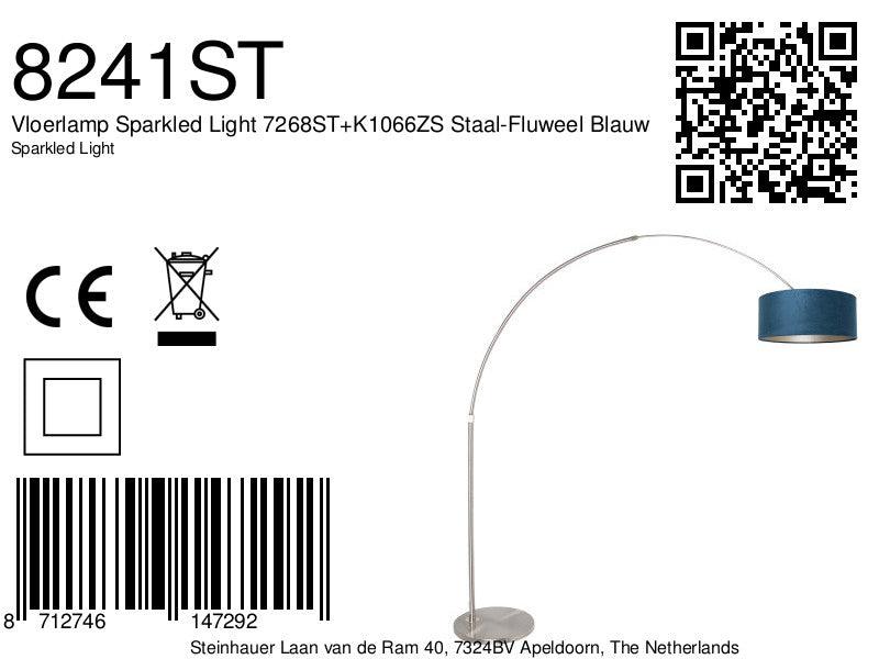 Lampă de podea Sparkled Light 7268ST+K1066ZS Oțel-Velur Albastru - PARIS14A.RO