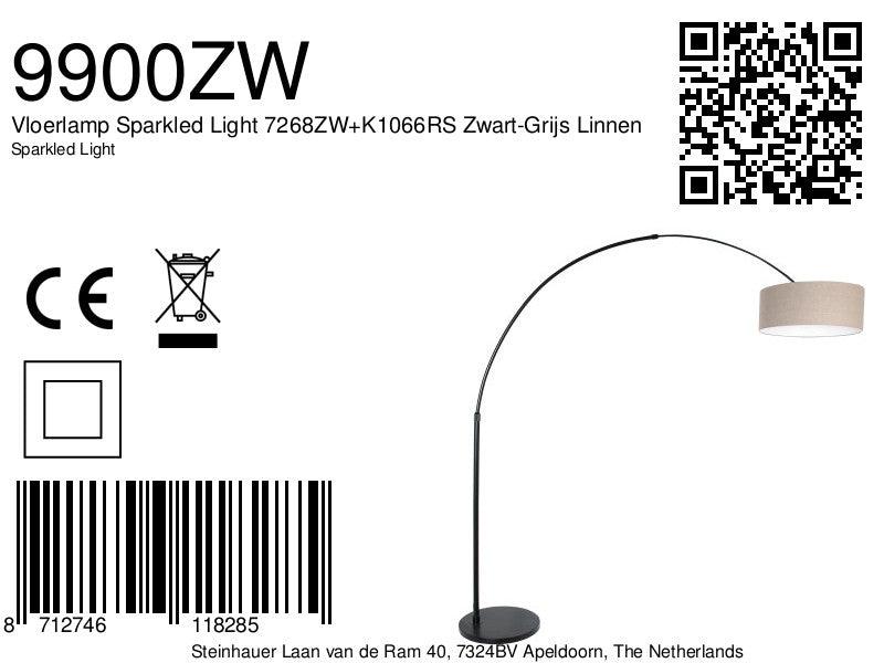 Lampă de podea Sparkled Light 7268ZW+K1066RS Negru-Gri Linnen - PARIS14A.RO