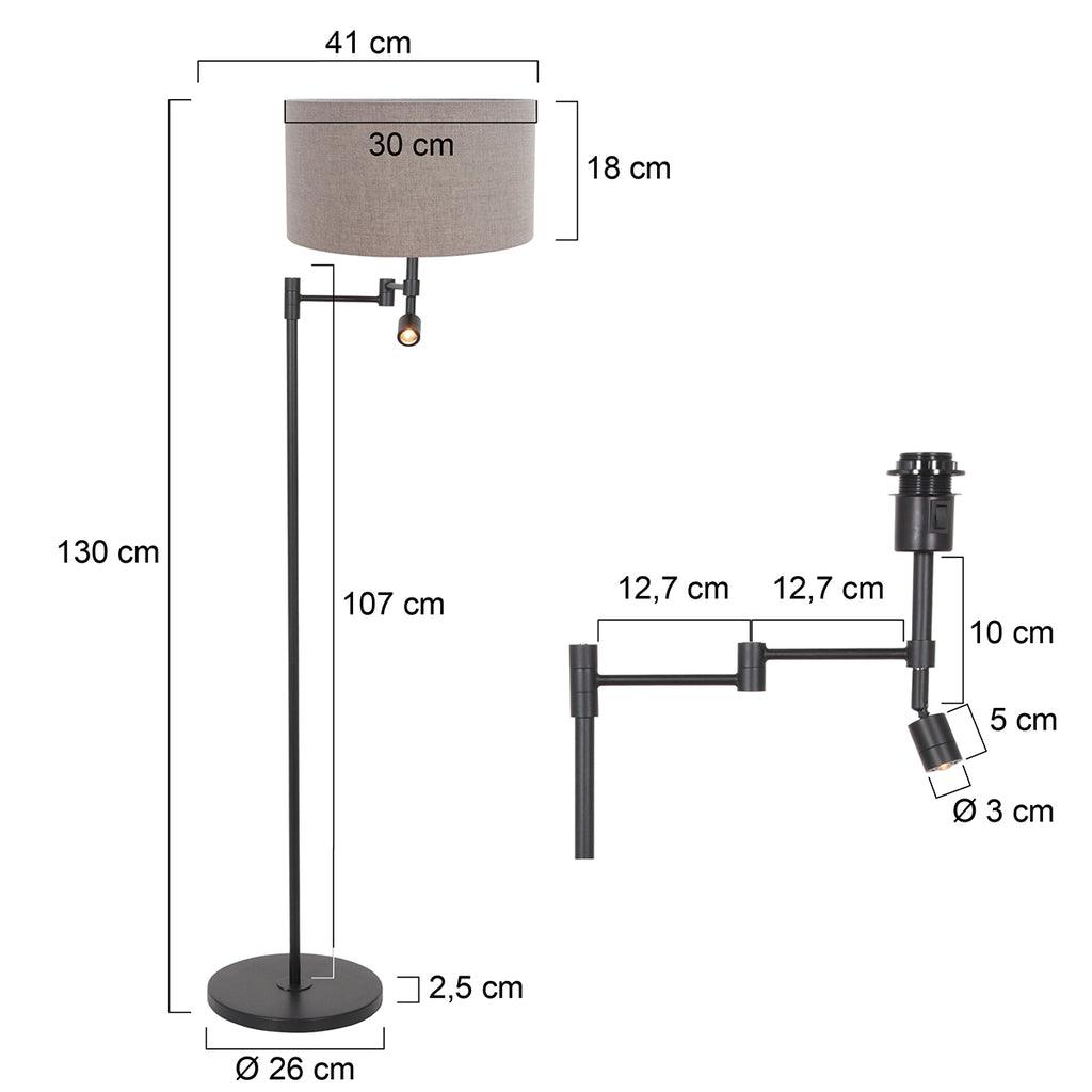 Lampă de podea Stang 7179ZW Negru + Abajur Gri din Lână - PARIS14A.RO