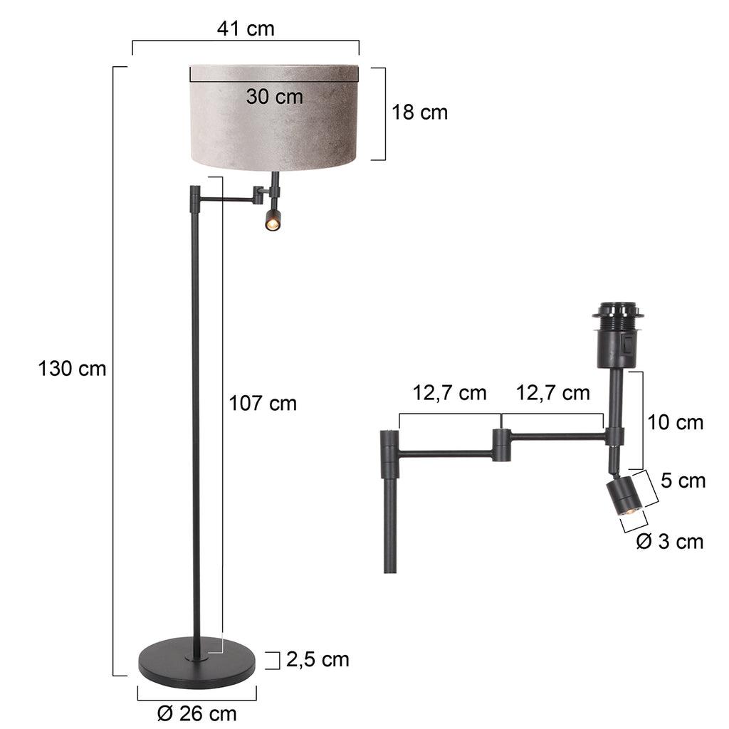 Lampă de podea Stang 7190ZW Negru + Abajur de catifea Argintie - PARIS14A.RO