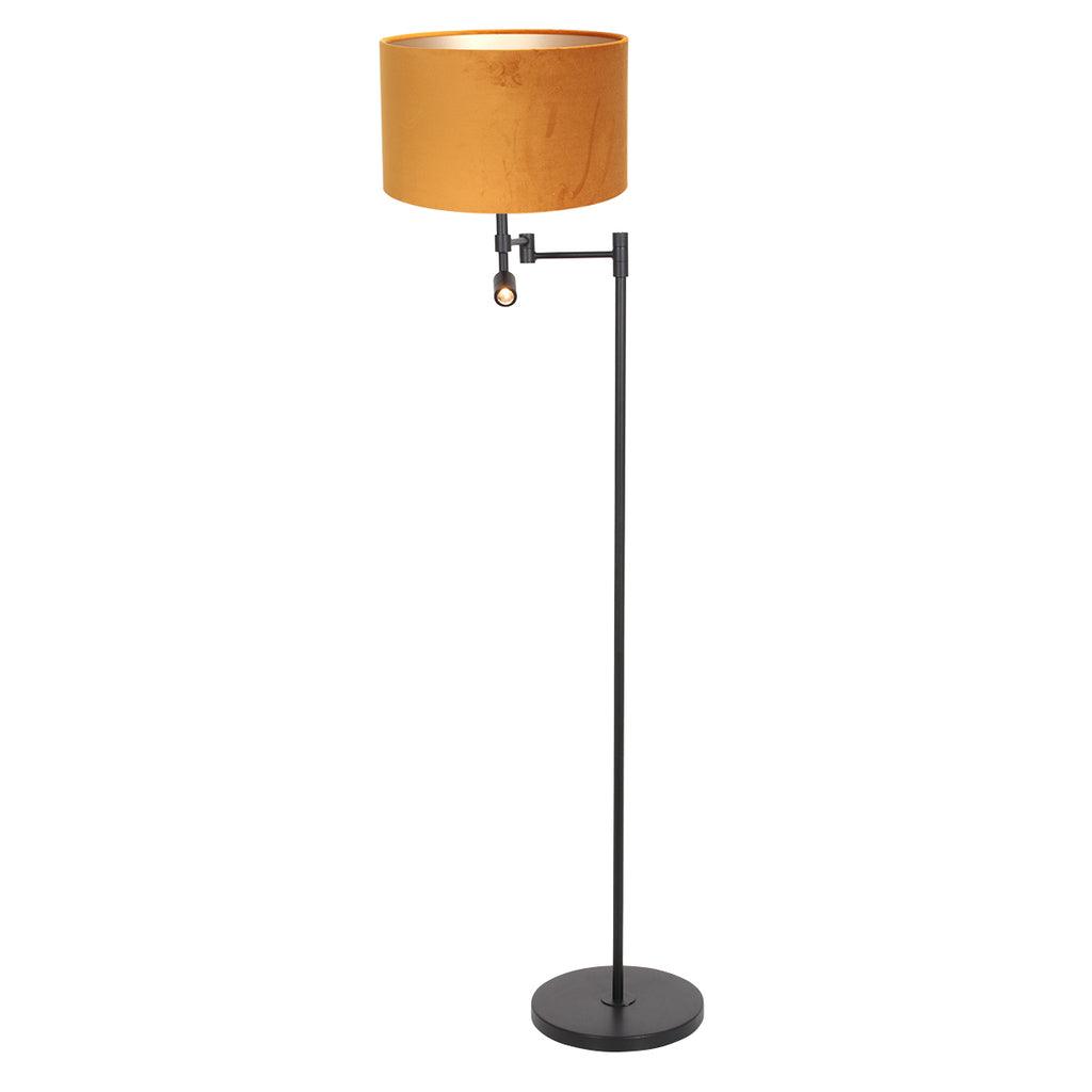 Lampă de podea Stang 7191ZW Negru + Abajur de catifea Auriu - PARIS14A.RO