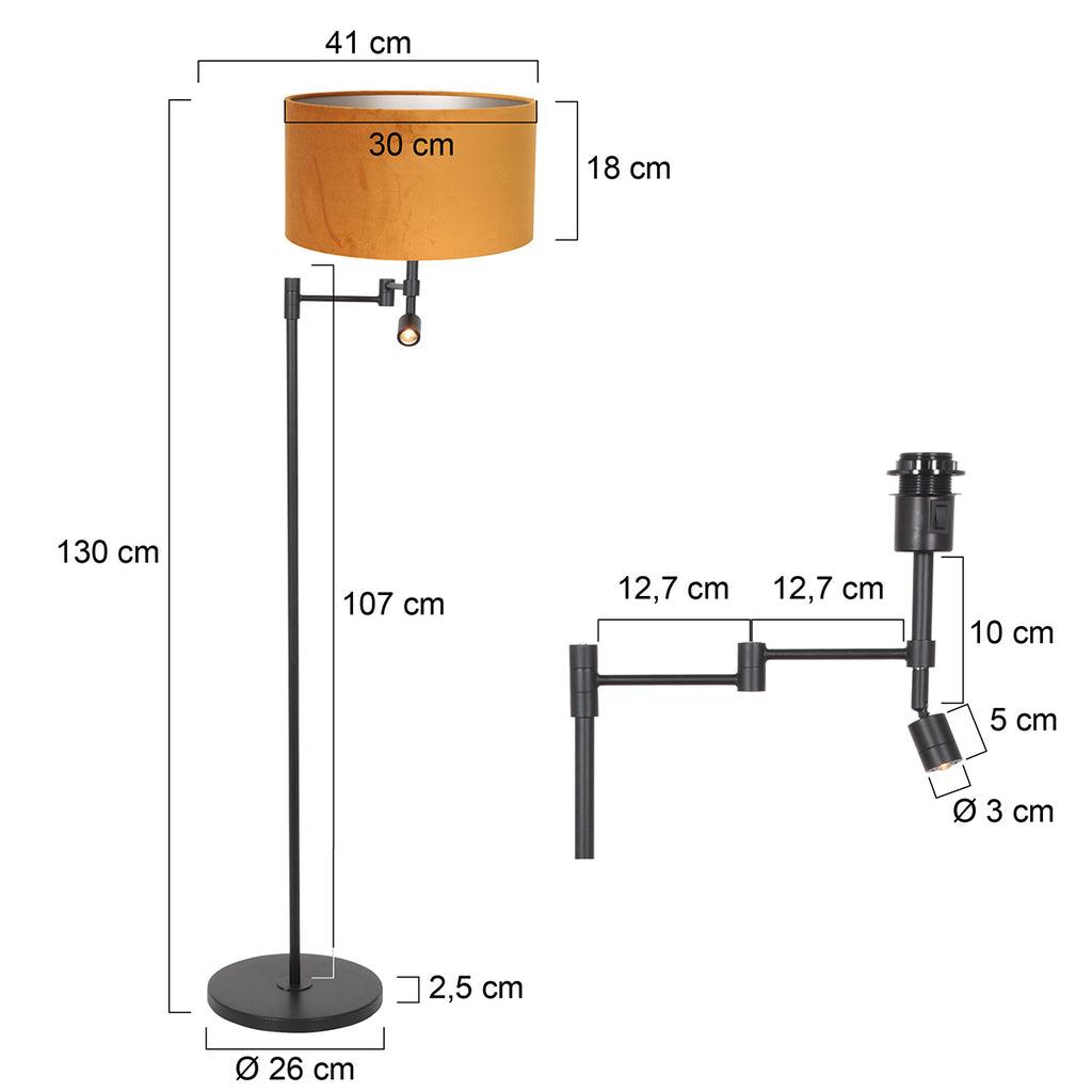 Lampă de podea Stang 7191ZW Negru + Abajur de catifea Auriu - PARIS14A.RO