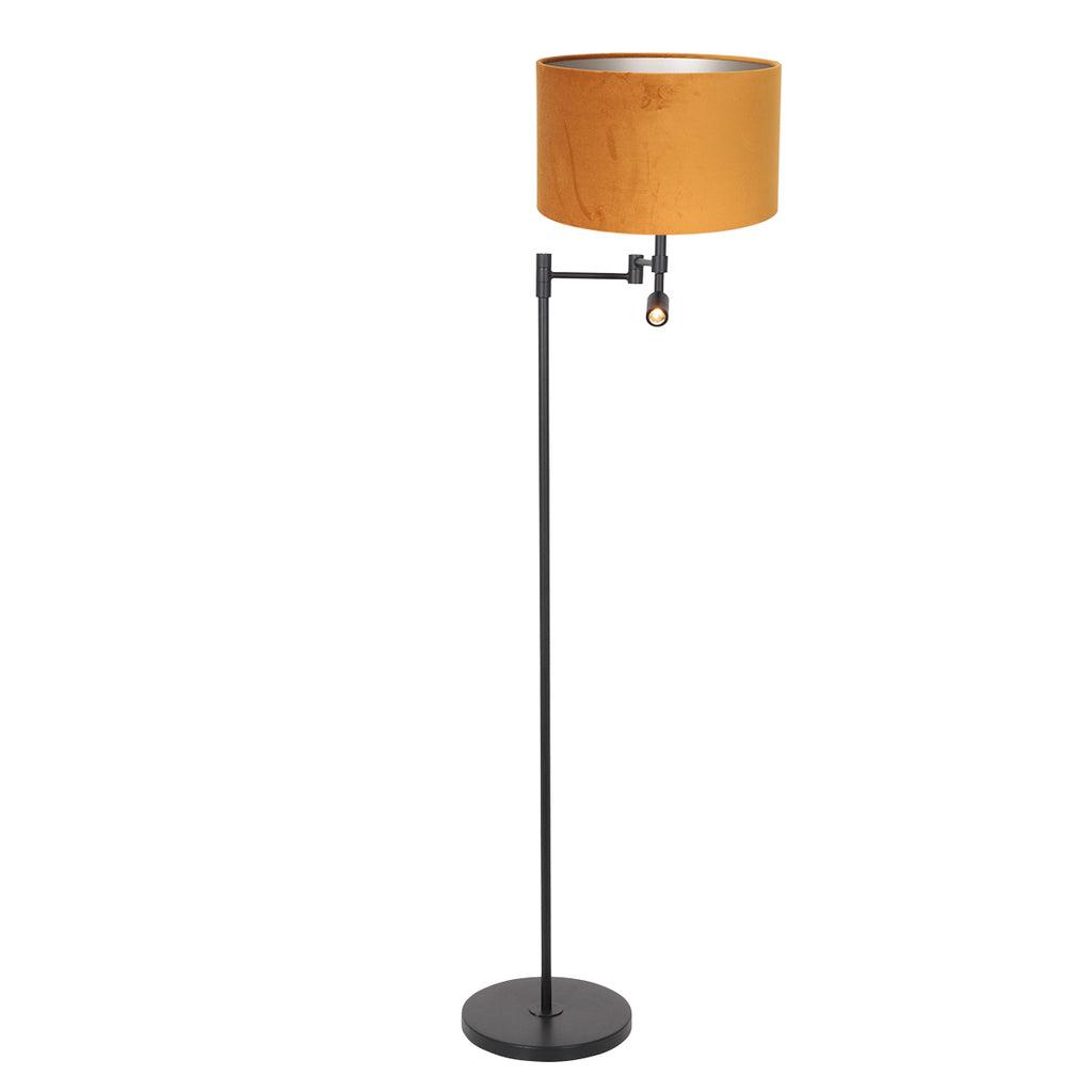 Lampă de podea Stang 7191ZW Negru + Abajur de catifea Auriu - PARIS14A.RO