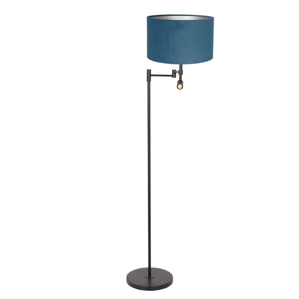 Lampă de podea Stang 7192ZW Negru + Abajur Velur Albastru - PARIS14A.RO