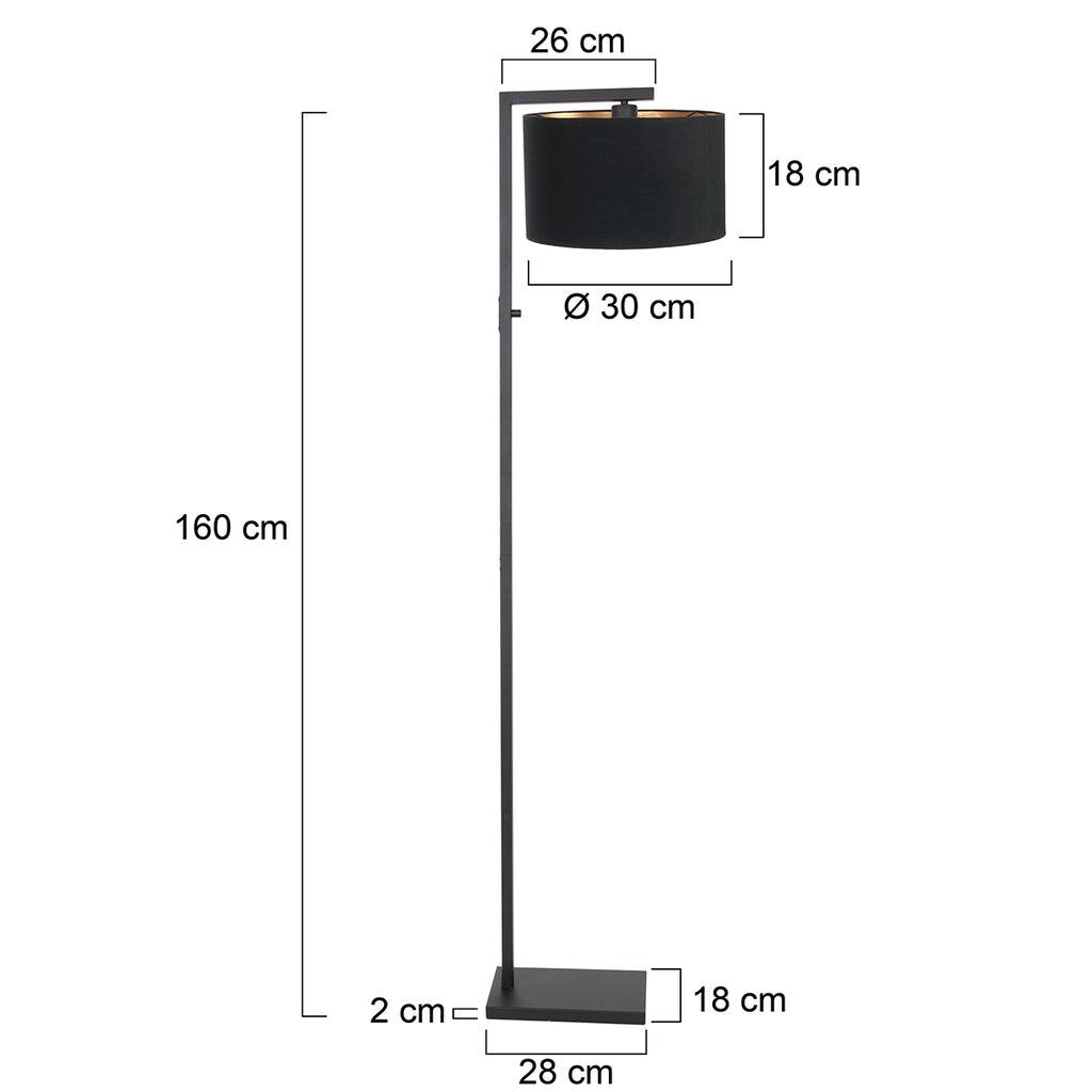 Lampă de podea Stang 7196ZW Negru + Abajur Negru din Lână - PARIS14A.RO