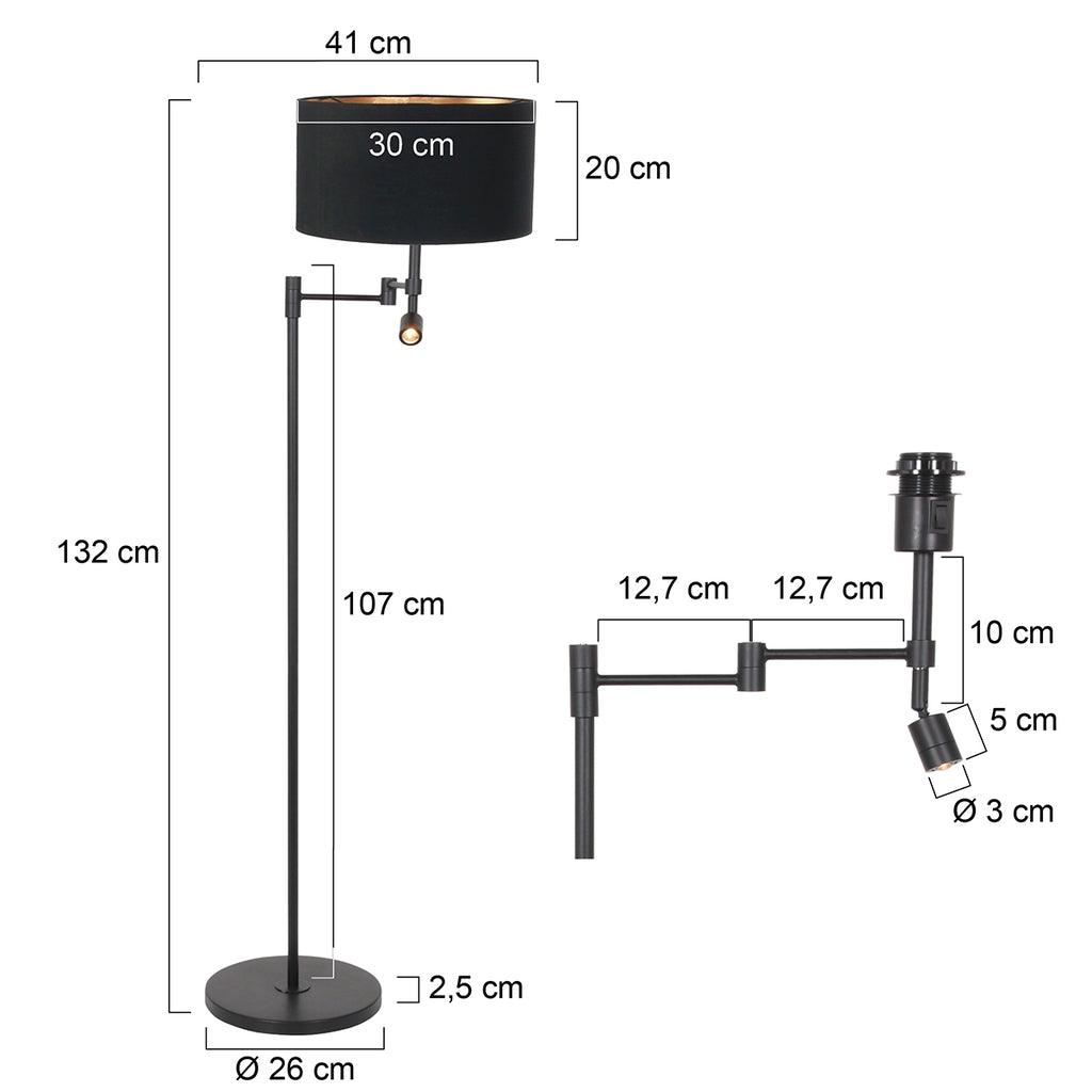 Lampă de podea Stang 7201ZW Negru + Abajur Negru din Lână - PARIS14A.RO