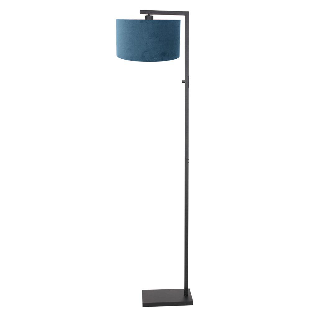 Lampă de podea Stang 8222ZW Negru + Abajur Velur Albastru - PARIS14A.RO