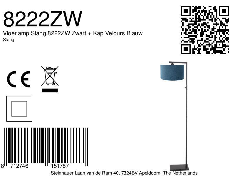 Lampă de podea Stang 8222ZW Negru + Abajur Velur Albastru - PARIS14A.RO