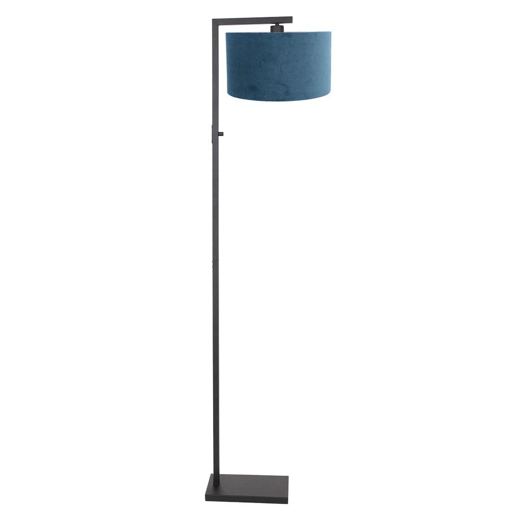 Lampă de podea Stang 8222ZW Negru + Abajur Velur Albastru - PARIS14A.RO