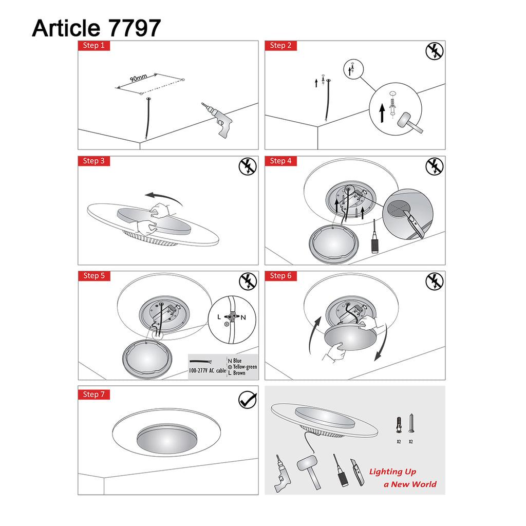 Lampă de tavan și perete Plafondlamp Ceiling & Wall 7799W Alb - PARIS14A.RO