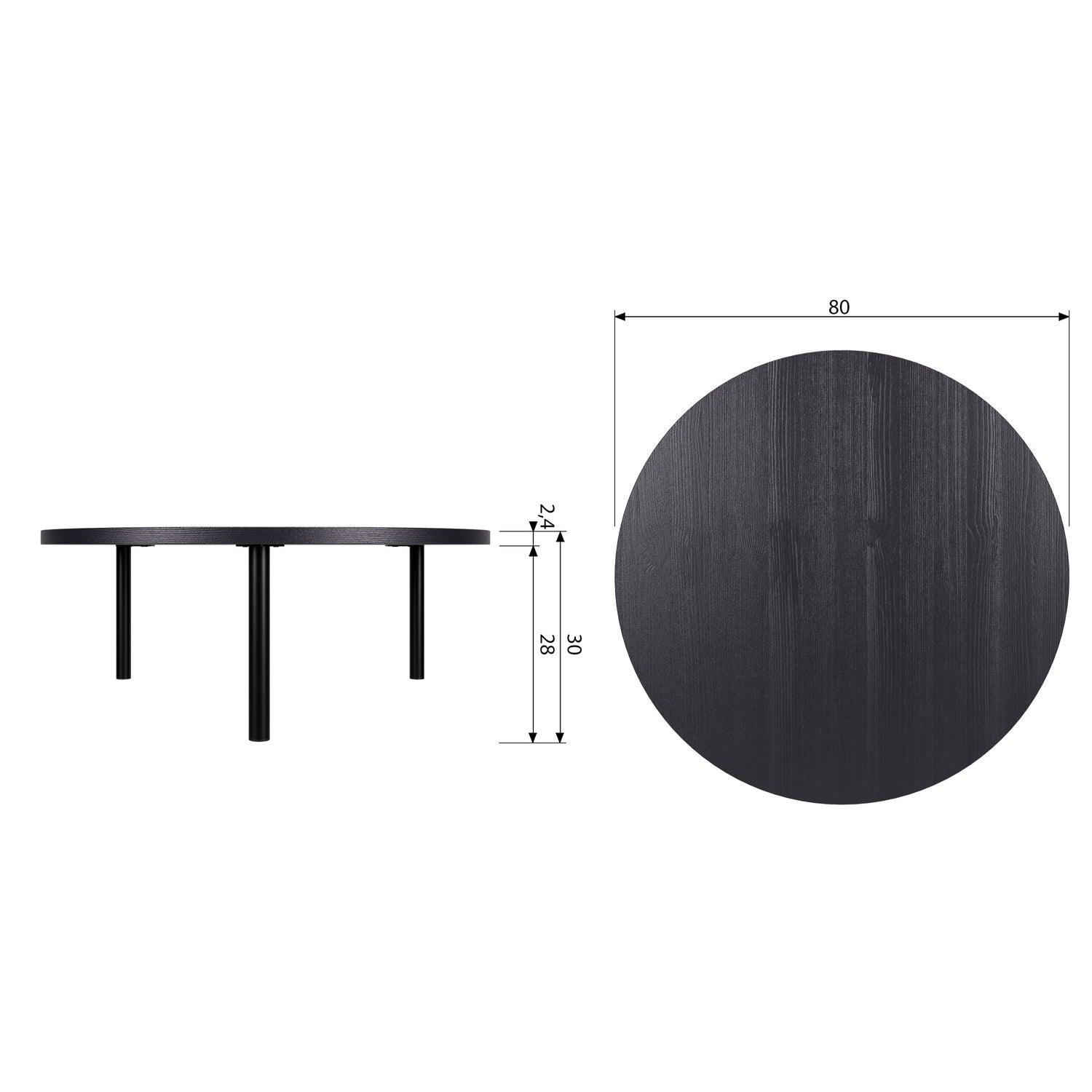 LAUT COFFEE TABLE PINE ROUND Ø80CM DEEP BLACK [fsc] - PARIS14A.RO
