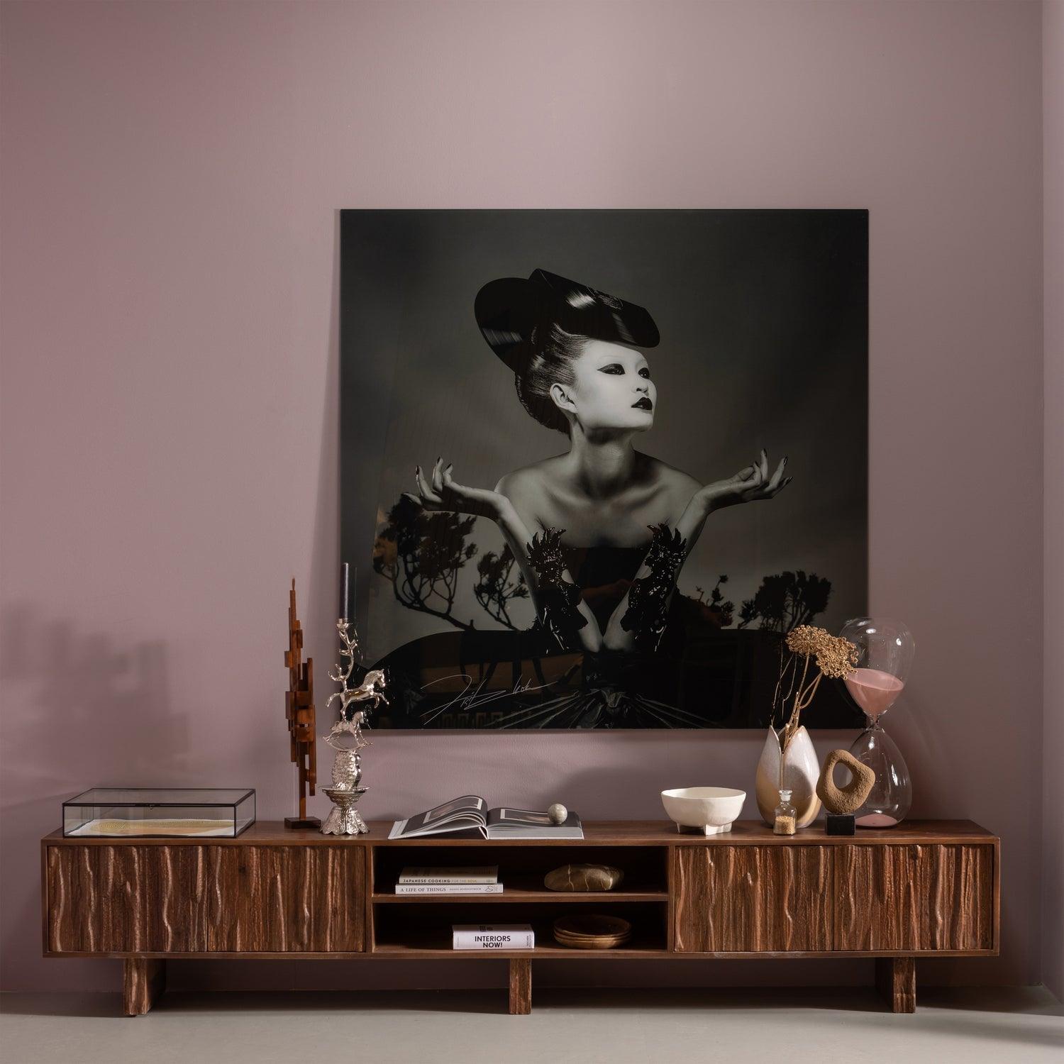 LAVISH TV UNIT WITH DESIGNED DOORS WOOD WARM BROWN - PARIS14A.RO