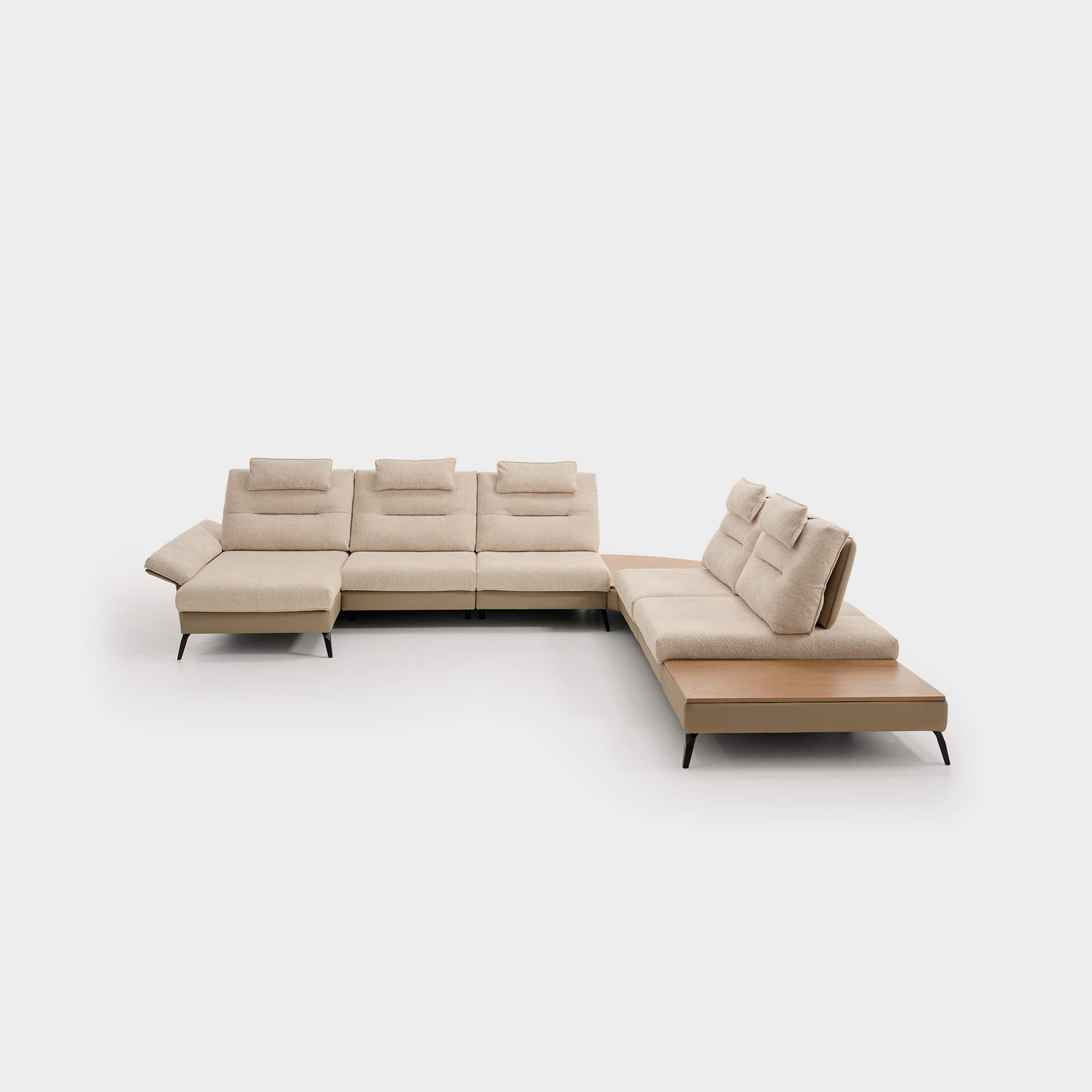 ACOMODEL canapea extensibilă cu colțar Leo | textil | Bej | 377x104x159 cm