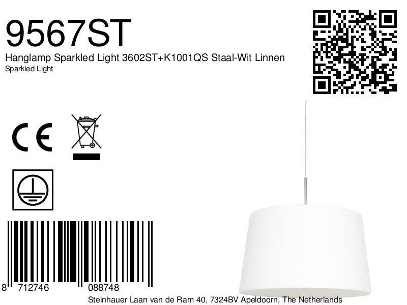 Lustra Sparkled Light 3602ST+K1001QS Staal-Wit Linnen - PARIS14A.RO