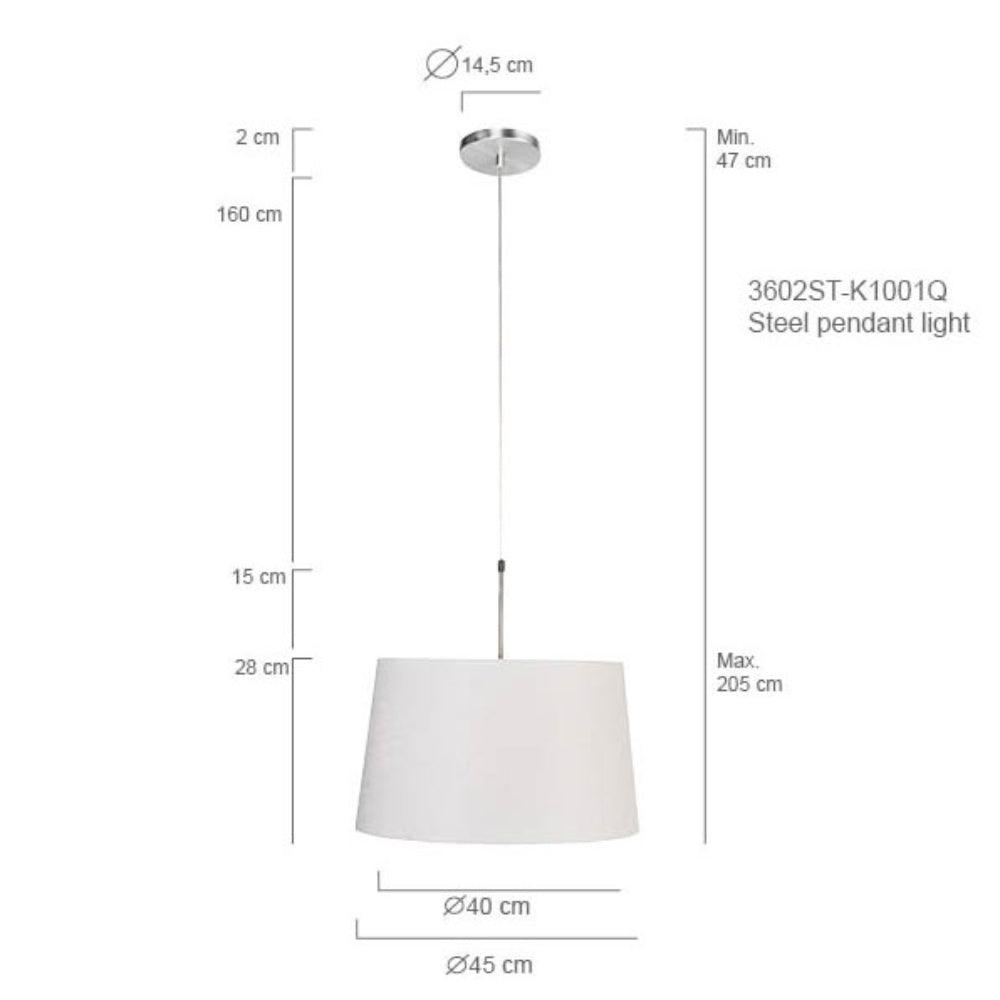 Lustra Sparkled Light 3602ST+K1001QS Staal-Wit Linnen - PARIS14A.RO