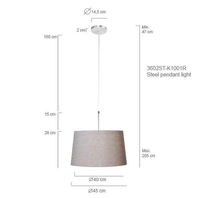 Lustra Sparkled Light 3602ST+K1001RS Gri de Oțel cu Abajur din Lână - PARIS14A.RO