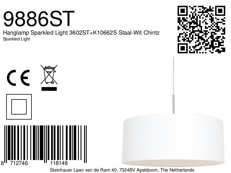 Lustra Sparkled Light 3602ST+K10662S Staal-Wit Chintz - PARIS14A.RO