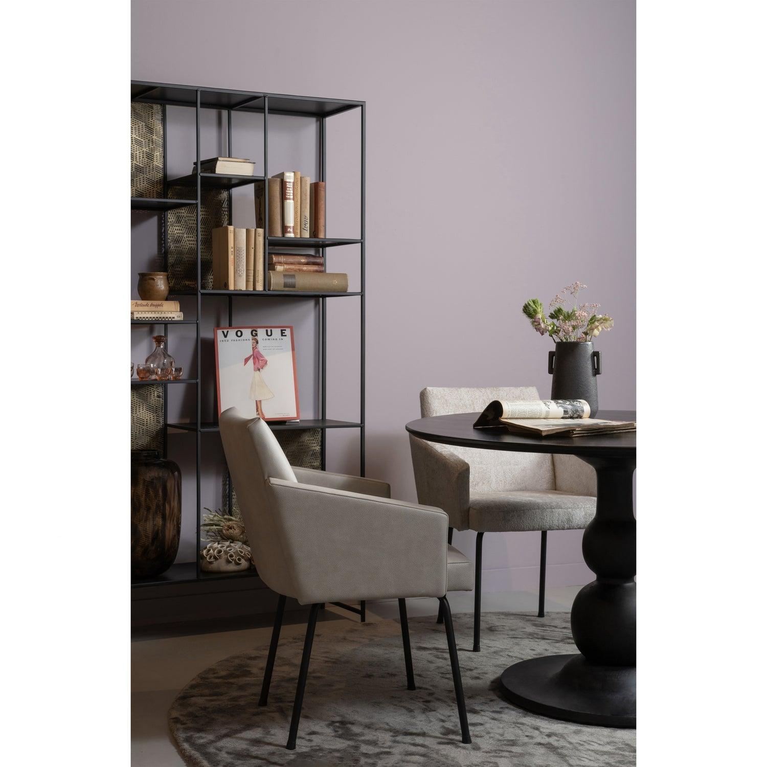 MOUNT DINING CHAIR WITH ARMREST LEATHERLOOK NATURAL - PARIS14A.RO
