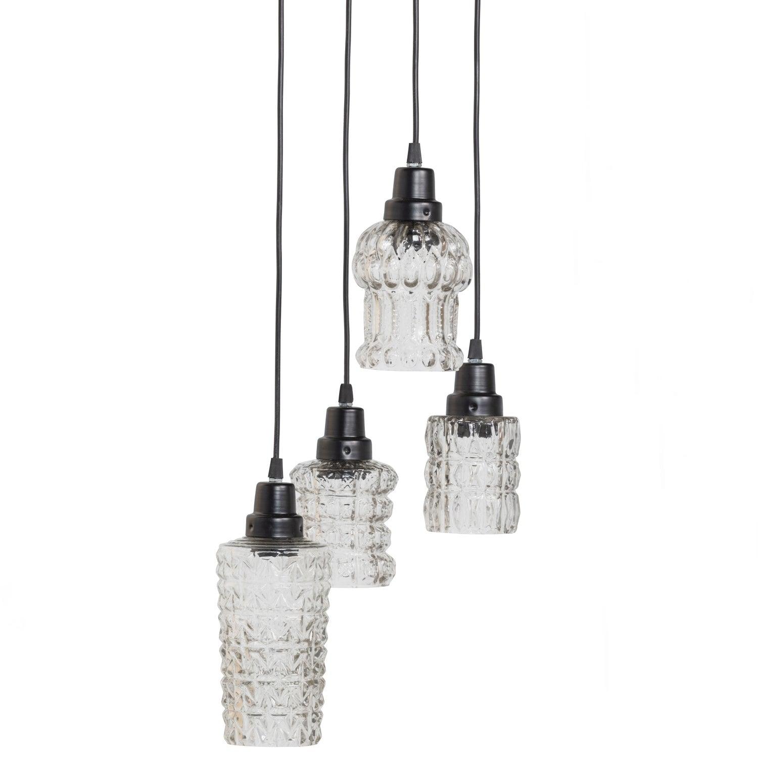 MULTIPLE HANGING LAMP WITH 4 GLASSES BLACK/ GLASS - PARIS14A.RO