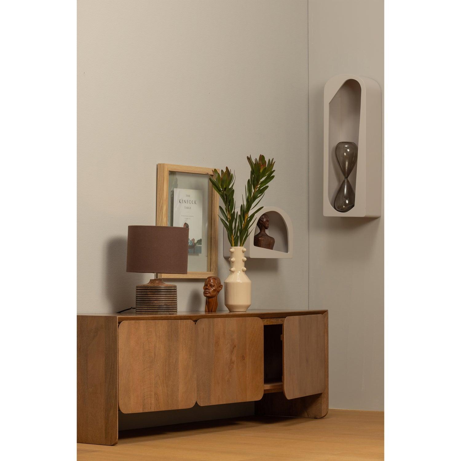 NOAM WALL DECO HALF ROUND WOOD DUST 15x35x24CM - PARIS14A.RO