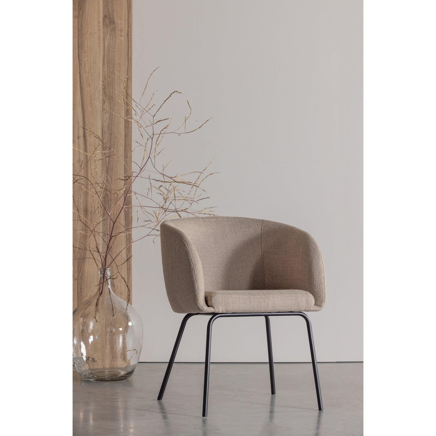 NOELLE DINING CHAIR WOVEN FABRIC SAND - PARIS14A.RO