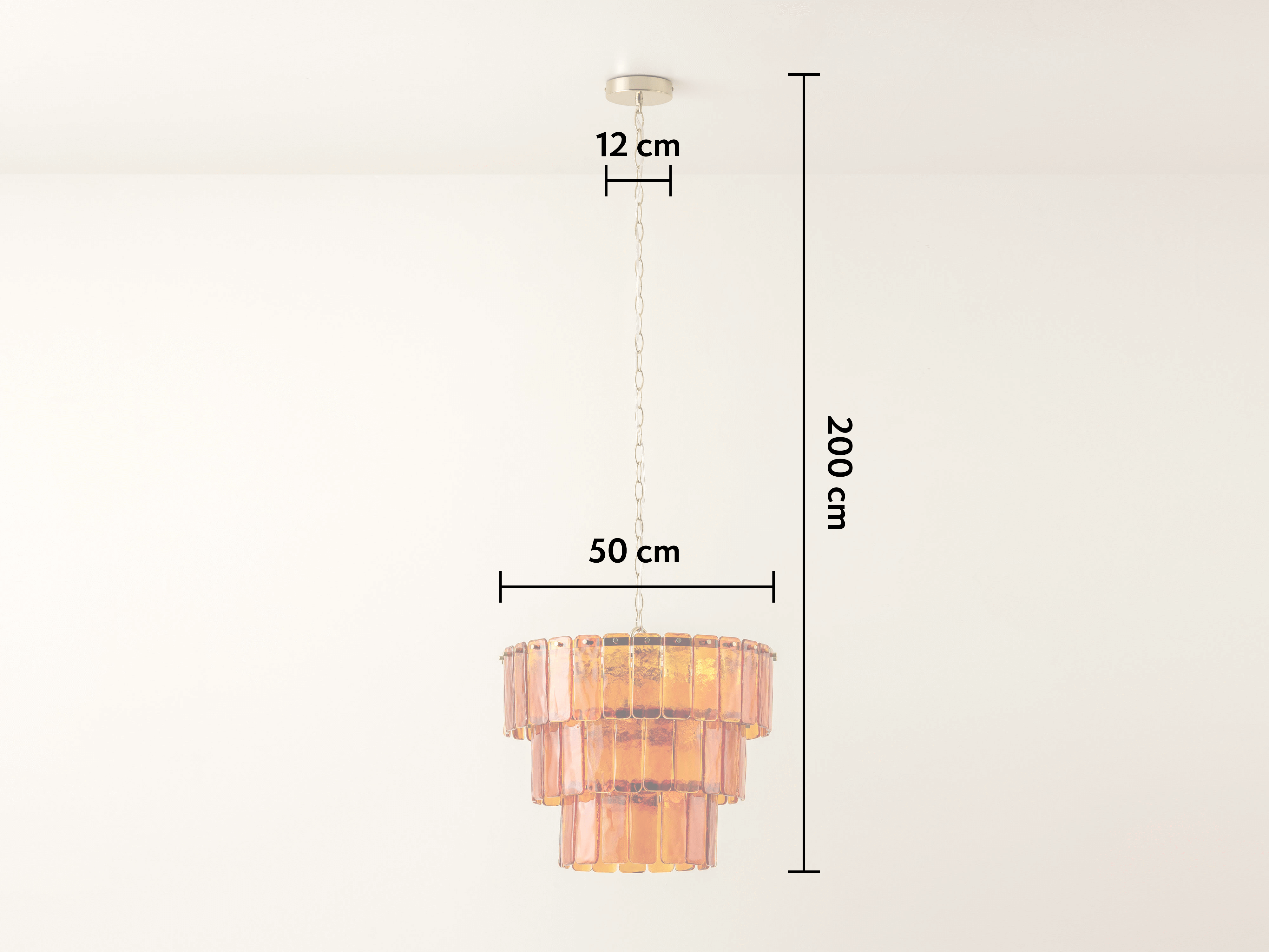 Candelabru din sticlă chihlimbar cu 3 niveluri