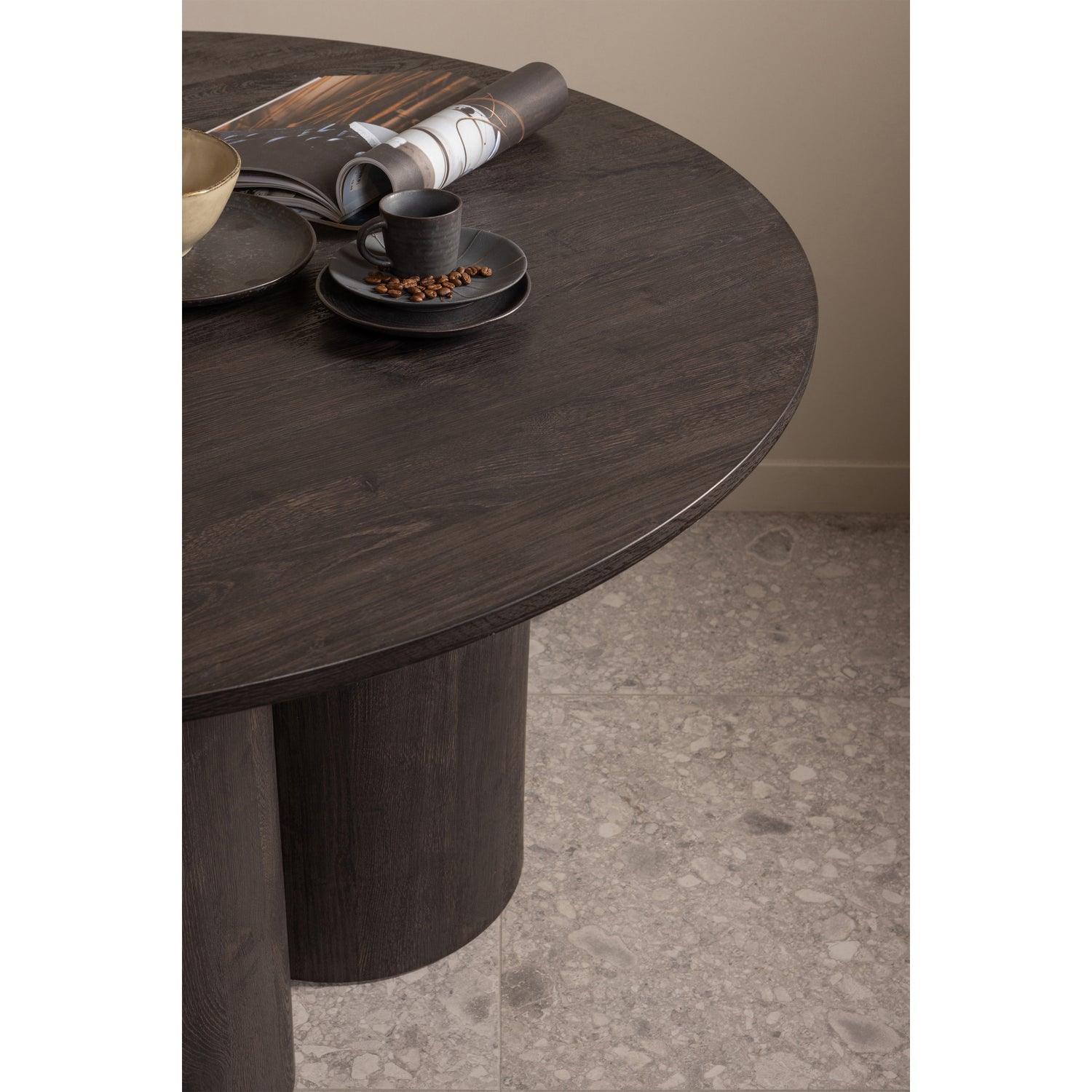 OONA DINING TABLE ROUND WITH 3-LEG MDF DARK BROWN Ø120CM - PARIS14A.RO