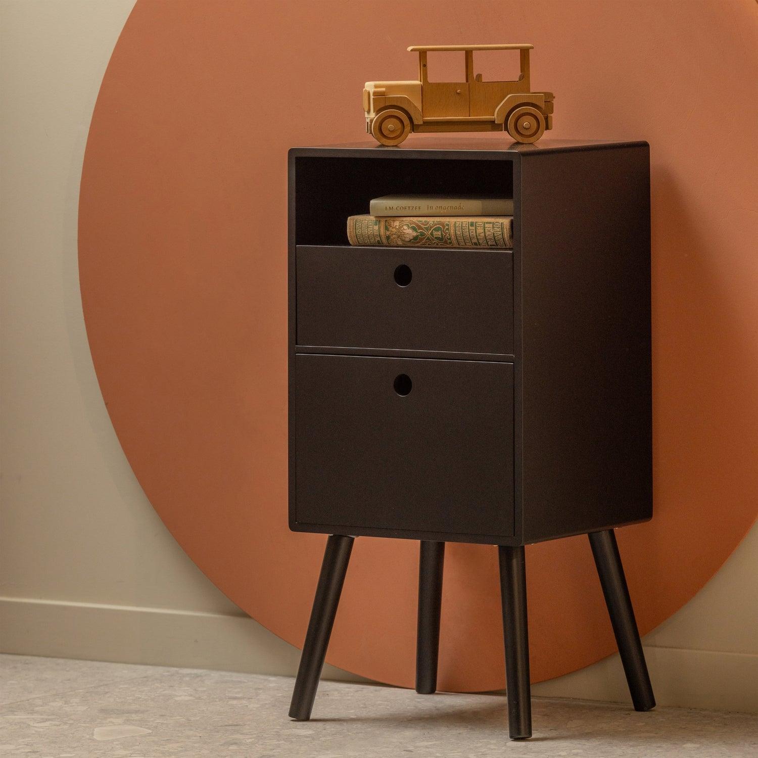 OZZY NIGHTSTAND HIGH WOOD BLACK - PARIS14A.RO