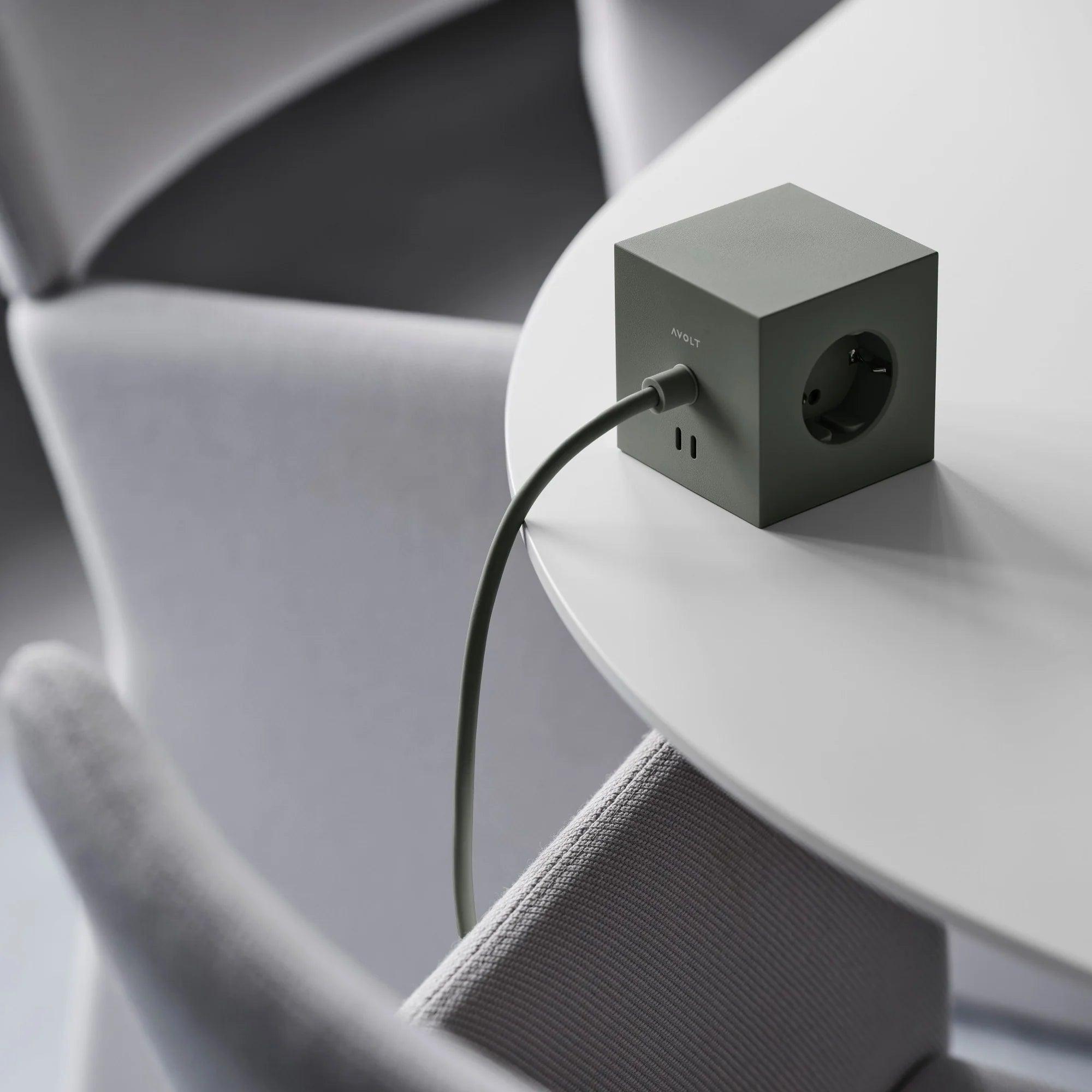 Pachet de 3 Prelungitoare tip cub Square 1 USB-C - Culoare Oak Green - Avolt - PARIS14A.RO