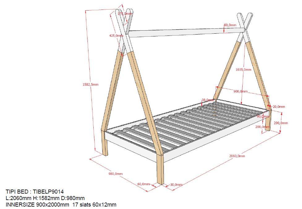 Pat 90x200 cm si set textil asortat TIPI - Vipack - PARIS14A.RO