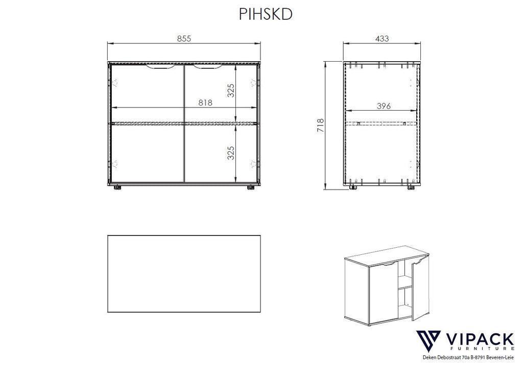 Pat alb 140x200 cm cu comoda cu 2 usi si o canapea extensibila PINO - Vipack - PARIS14A.RO