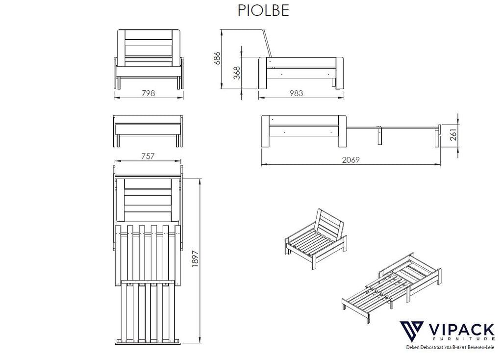 Pat alb 140x200cm si canapea extensibila PINO - Vipack - PARIS14A.RO