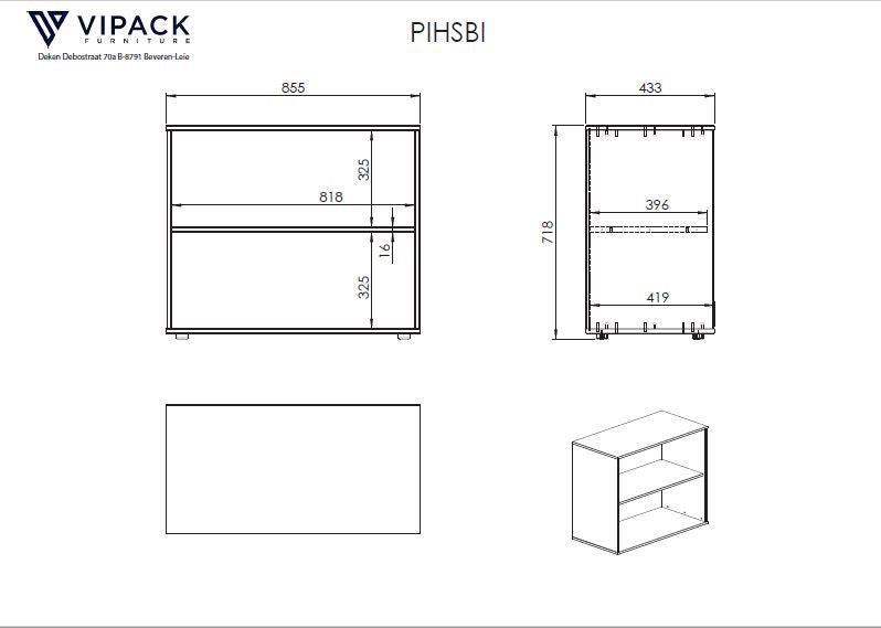 Pat alb cu biblioteca si canapea extensibila PINO - Vipack - PARIS14A.RO