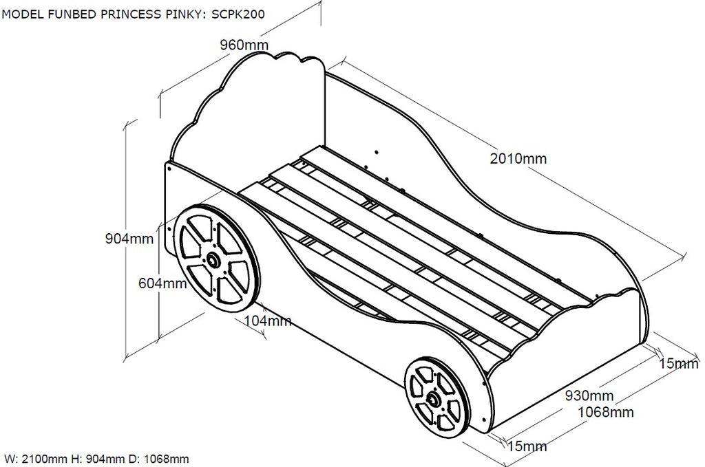 Pat auto cu saltea ROYAL PRINCESS PINKY - Vipack - PARIS14A.RO