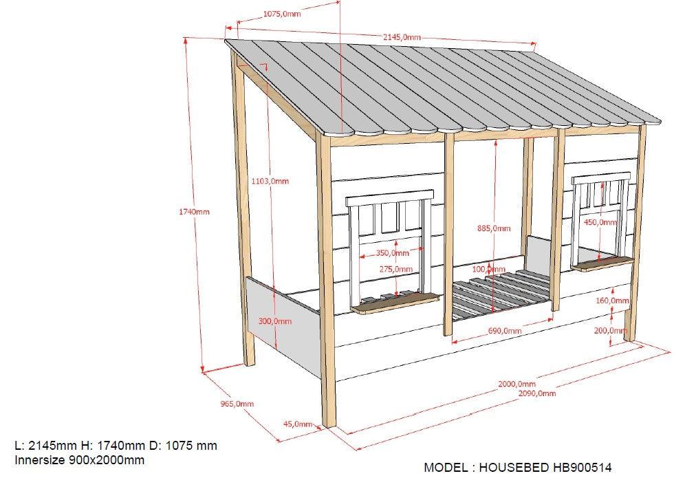 Pat casuta cu acoperis si sertar HOUSEBEDS - Vipack - PARIS14A.RO