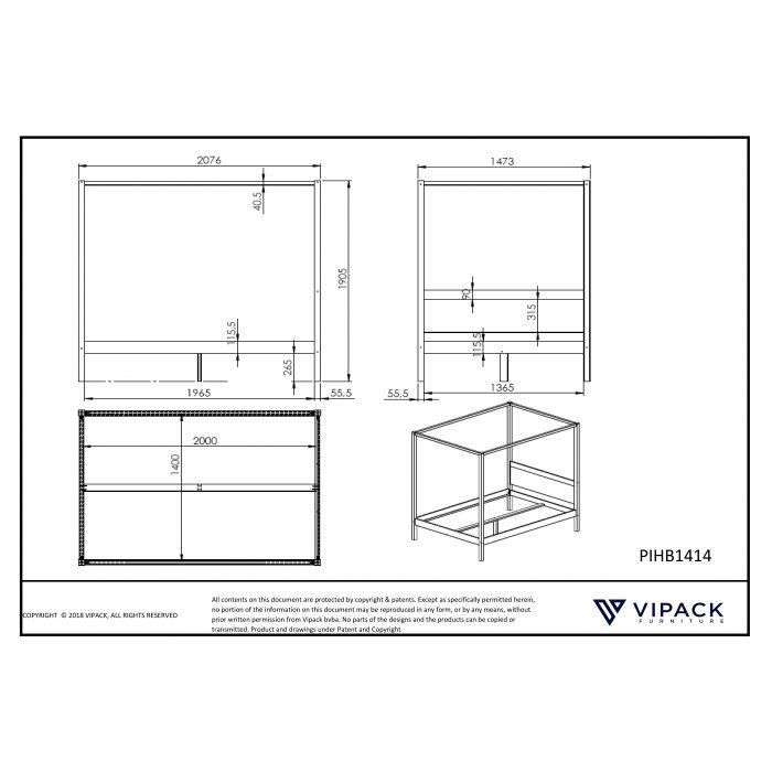 Pat cu baldachin alb PINO / 90 x 200 cm - Vipack - PARIS14A.RO