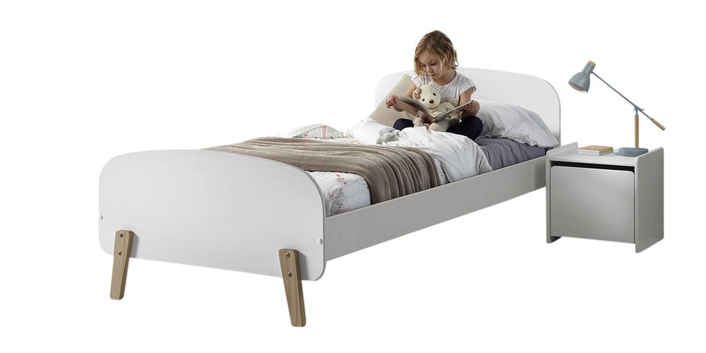 Pat cu noptiera alba KIDDY 90x200cm - Vipack - PARIS14A.RO