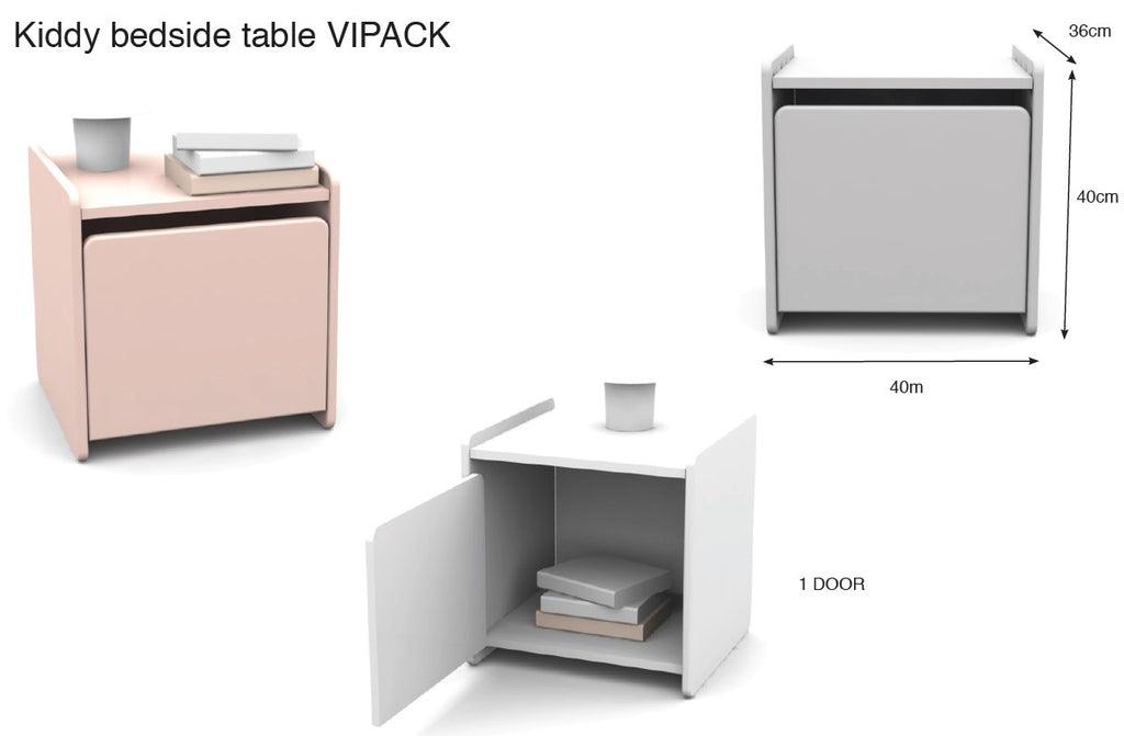 Pat cu noptiera, dulap cu 2 usi si birou KIDDY - Vipack - PARIS14A.RO